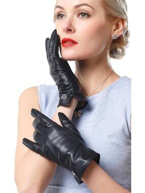 Women's Italian Leather Gloves Lambskin Winter Comfort Gloves